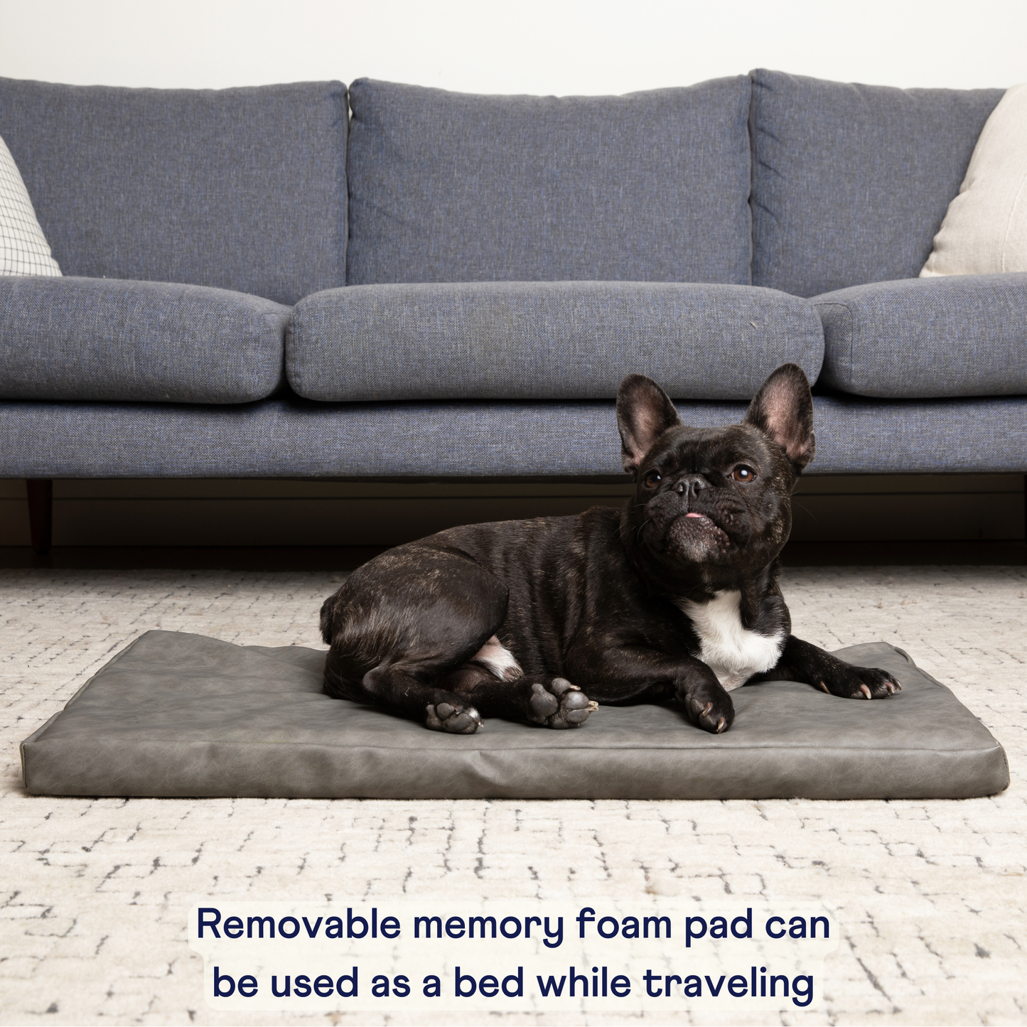 PupProtector™ Faux Leather Dog Car Bed – Memory Foam Booster Seat with Safety Straps, Waterproof Liner & Removable Cover