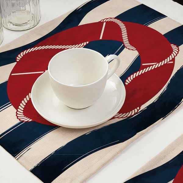 Nautical Placemat Set – Cotton Linen Table Placemats Set of 4