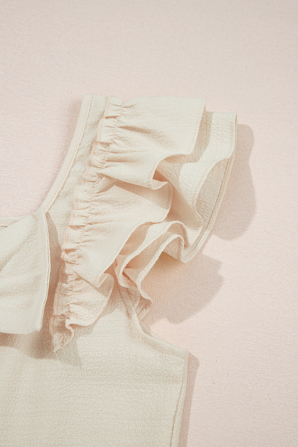 Textured Bow Knot Frilled Butterfly Sleeve Blouse