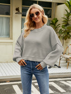 Golden Hour Lantern Sleeve Sweater in Heather Gray