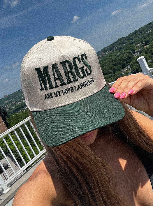 MARGS Are My Love Language Trucker Hat in Green and Ivory