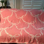 Bow Scalloped Cozy Blanket – Soft Scalloped Bow Throw