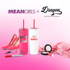 Officially licensed Mean Girls Burn Book 24-ounce insulated stainless steel tumbler with removable lid and two reusable straws.