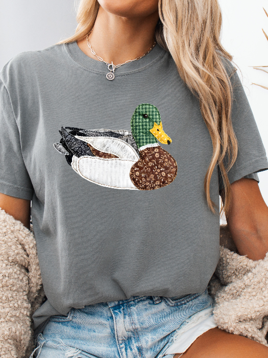 Patch Work Mallard Graphic in Grey