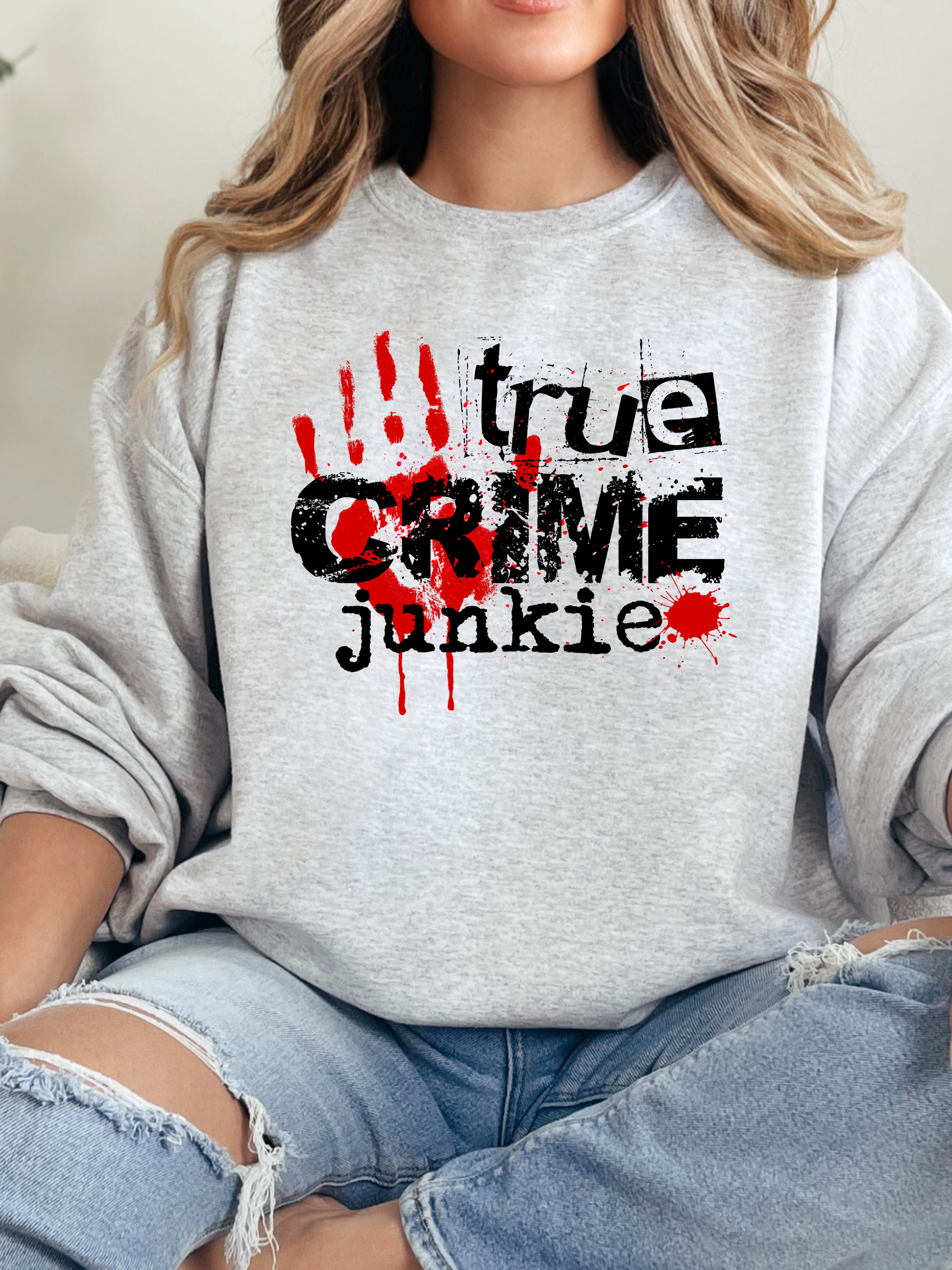 True Crime Junkie Graphic Tee – Comfort Colors Shirt & Crewneck