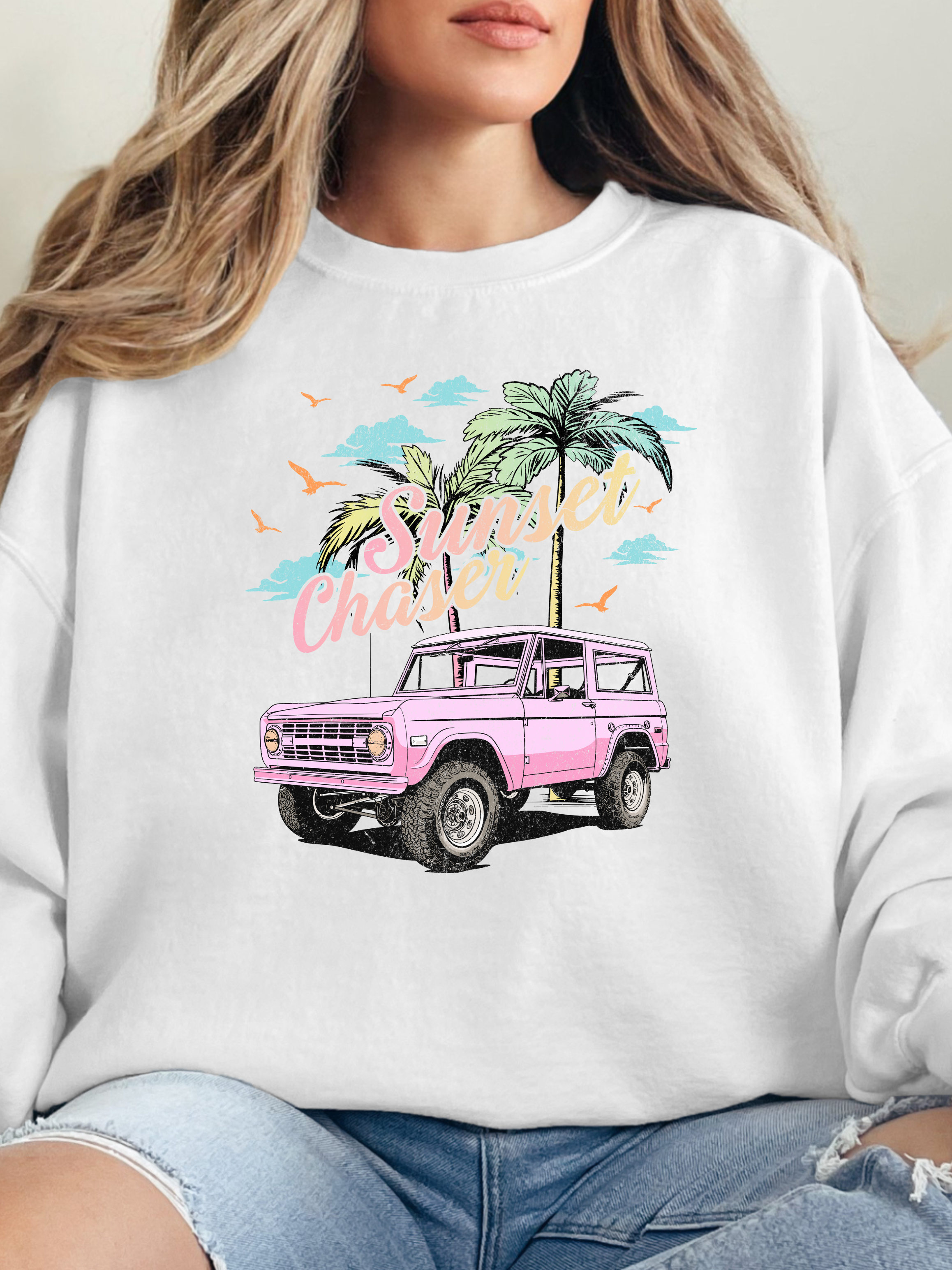 Sunset Chaser Graphic Tee, Cropped Hoodie & Crewneck – Comfort Colors