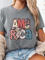 America Graphic Tee & Cropped Hoodie – Patriotic Shirt