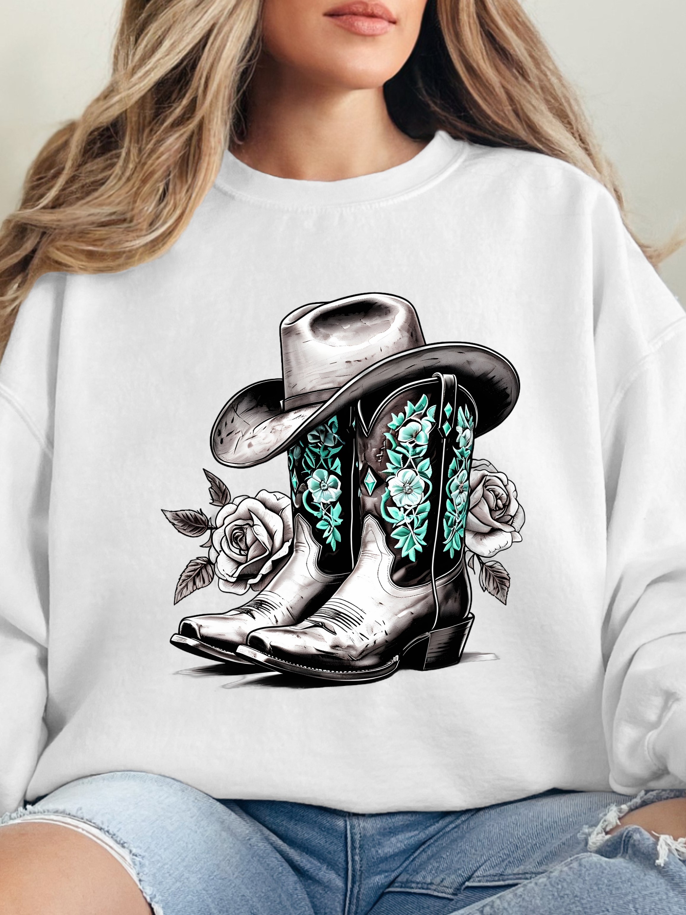 Dusty Boots Collection Grey Graphic Tee – Western Cowgirl Shirt
