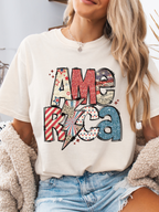 America Graphic Tee & Cropped Hoodie – Patriotic Shirt
