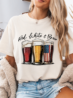 Red White and Brew Graphic Tee | Patriotic Beer Graphic Shirt