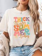 Thick Thighs and Summer Vibes Graphic Tee & Cropped Hoodie