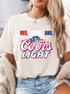 Red White and Coors Light Graphic Tee & Cropped Hoodie