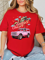 Sunset Chaser Graphic Tee, Cropped Hoodie & Crewneck – Comfort Colors