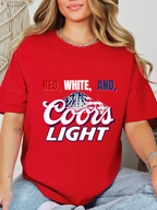 Red White and Coors Light Graphic Tee & Cropped Hoodie