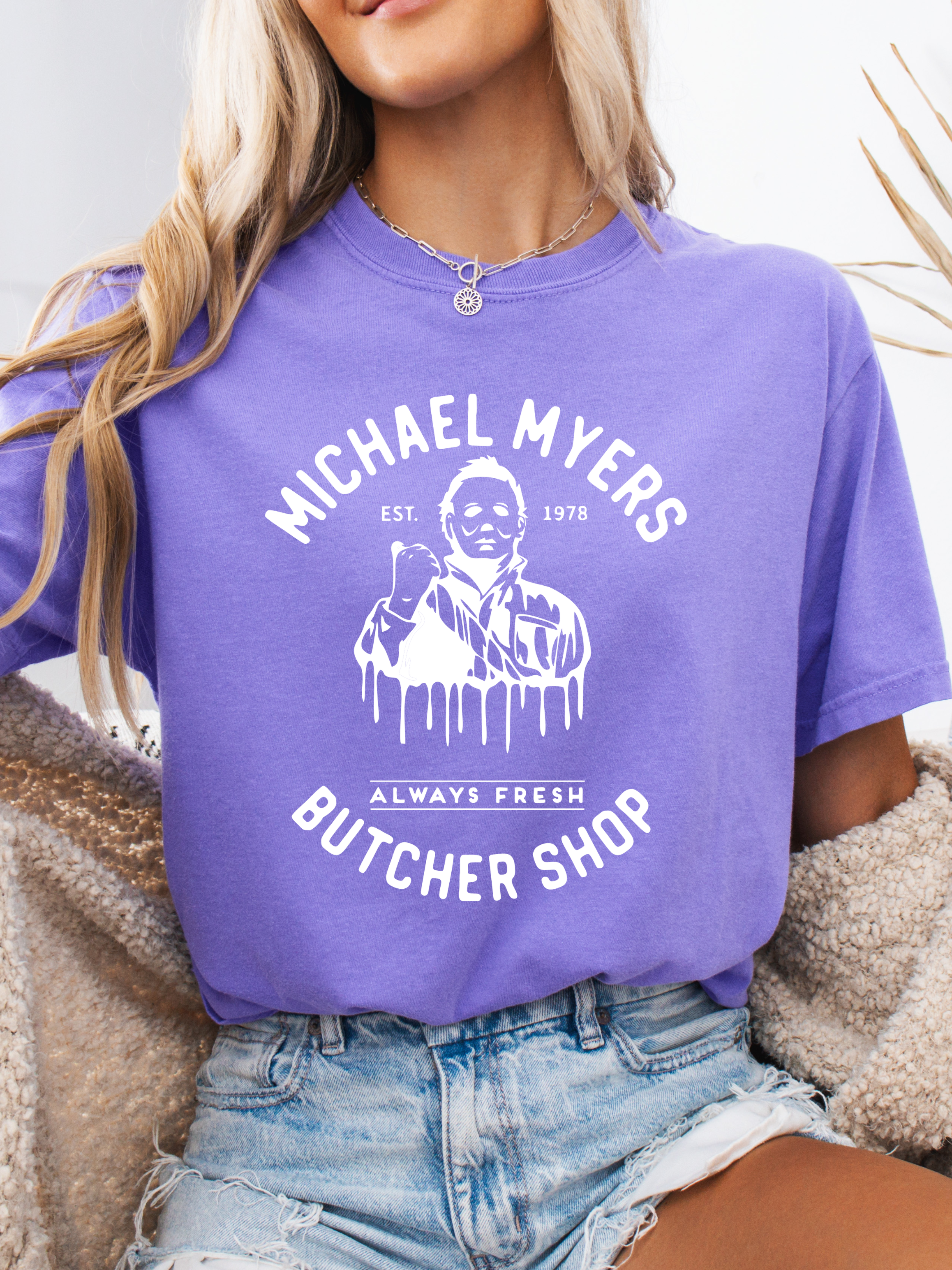 Michael Myers Butcher Shop Graphic Tee – Halloween Horror Shirt