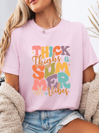 Thick Thighs and Summer Vibes Graphic Tee & Cropped Hoodie