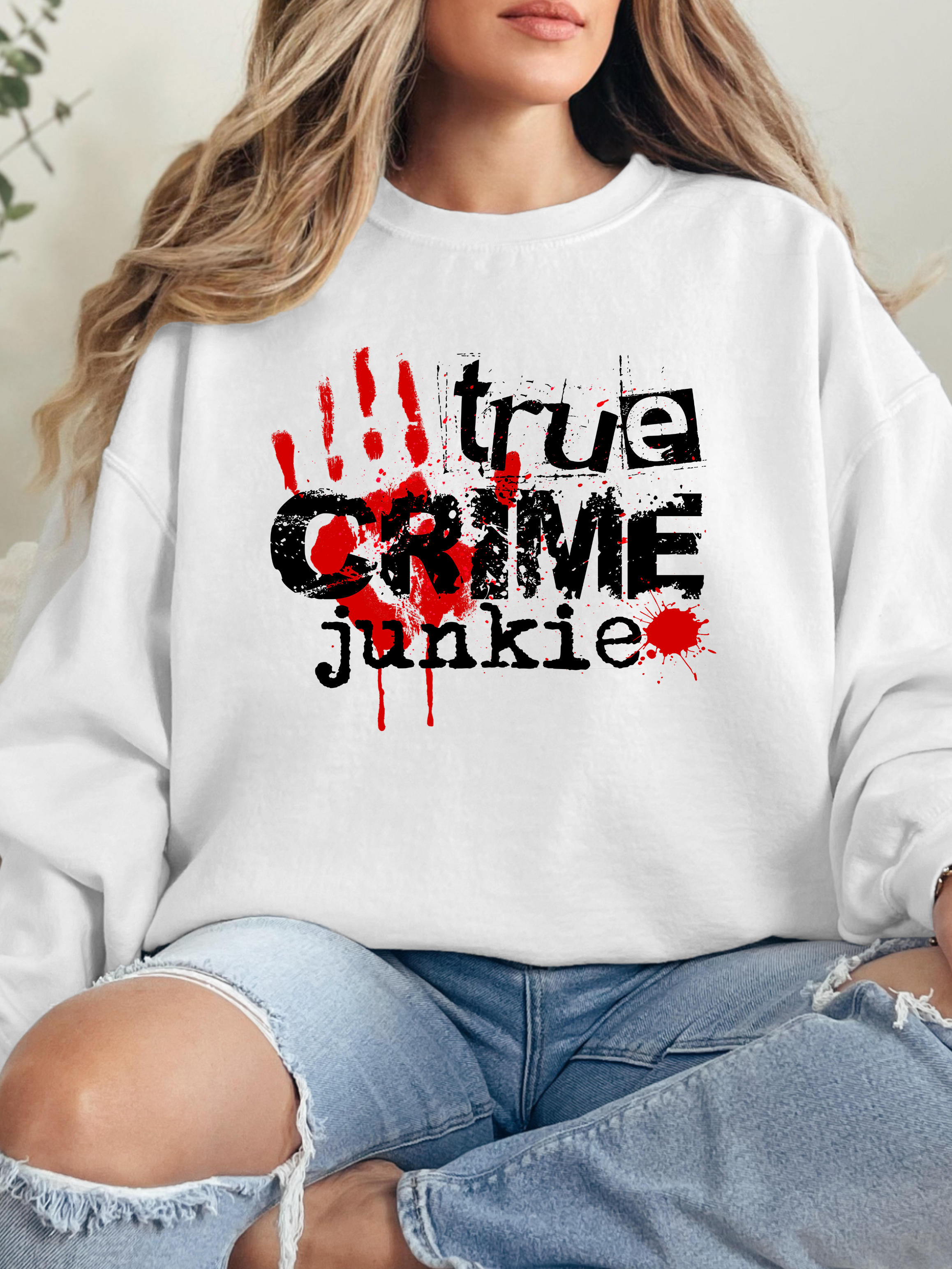 True Crime Junkie Graphic Tee – Comfort Colors Shirt & Crewneck