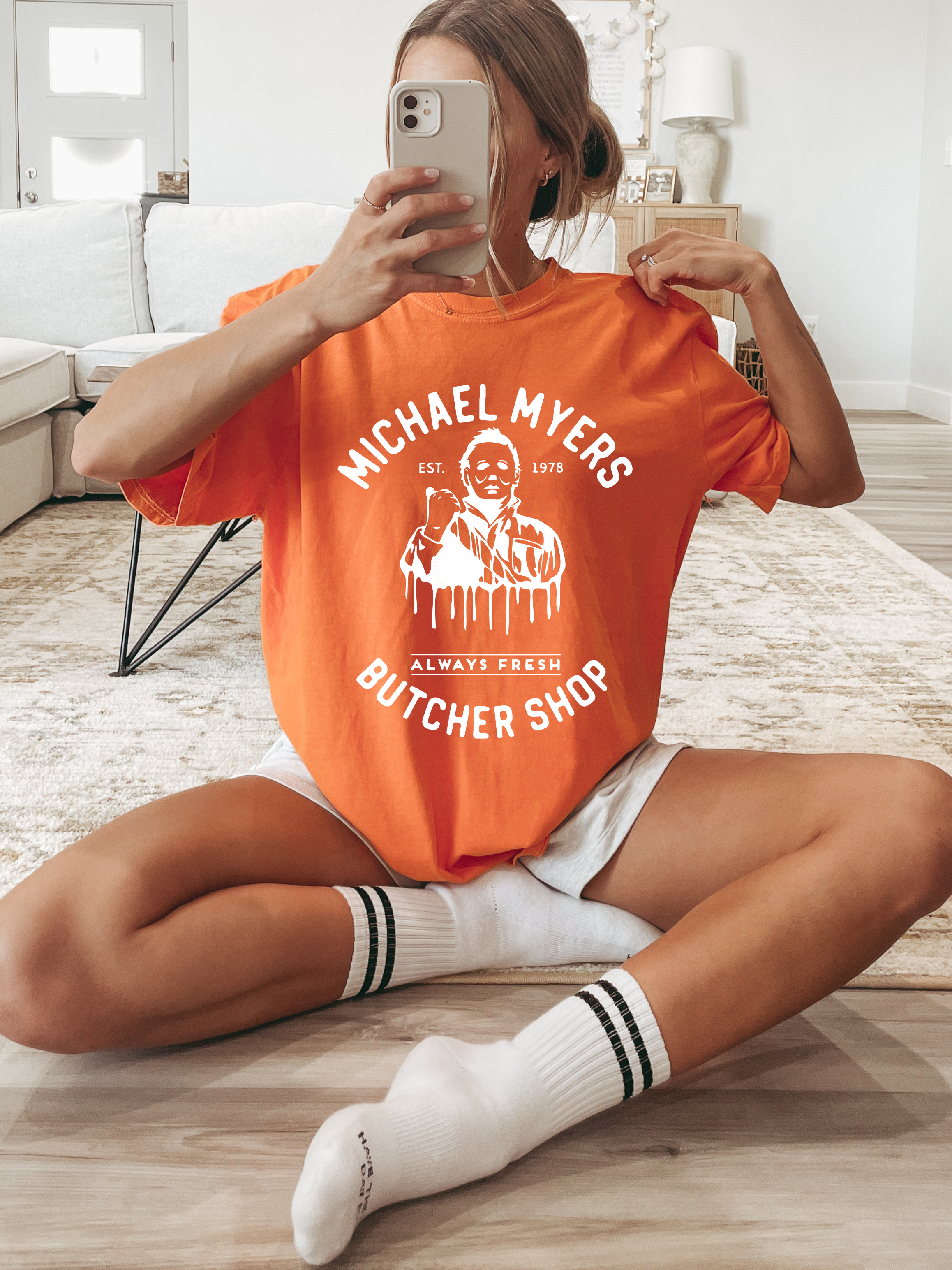 Michael Myers Butcher Shop Graphic Tee – Halloween Horror Shirt