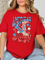 American Honey Graphic Tee printed on premium Comfort Colors 100% cotton featuring an exclusive Willow Boutique western-inspired design, perfect for country concerts, Nashville trips, rodeos, and everyday country style. Tshirt in Red