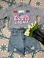 Red White and Coors Light Graphic Tee & Cropped Hoodie