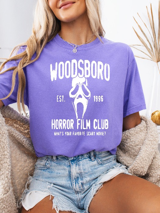 Woodsboro Horror Film Club Graphic in Purple