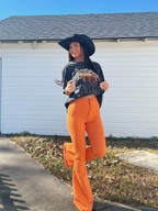 Fiona High Waisted Bell Bottom Flare Jeans – Orange Stretch Denim