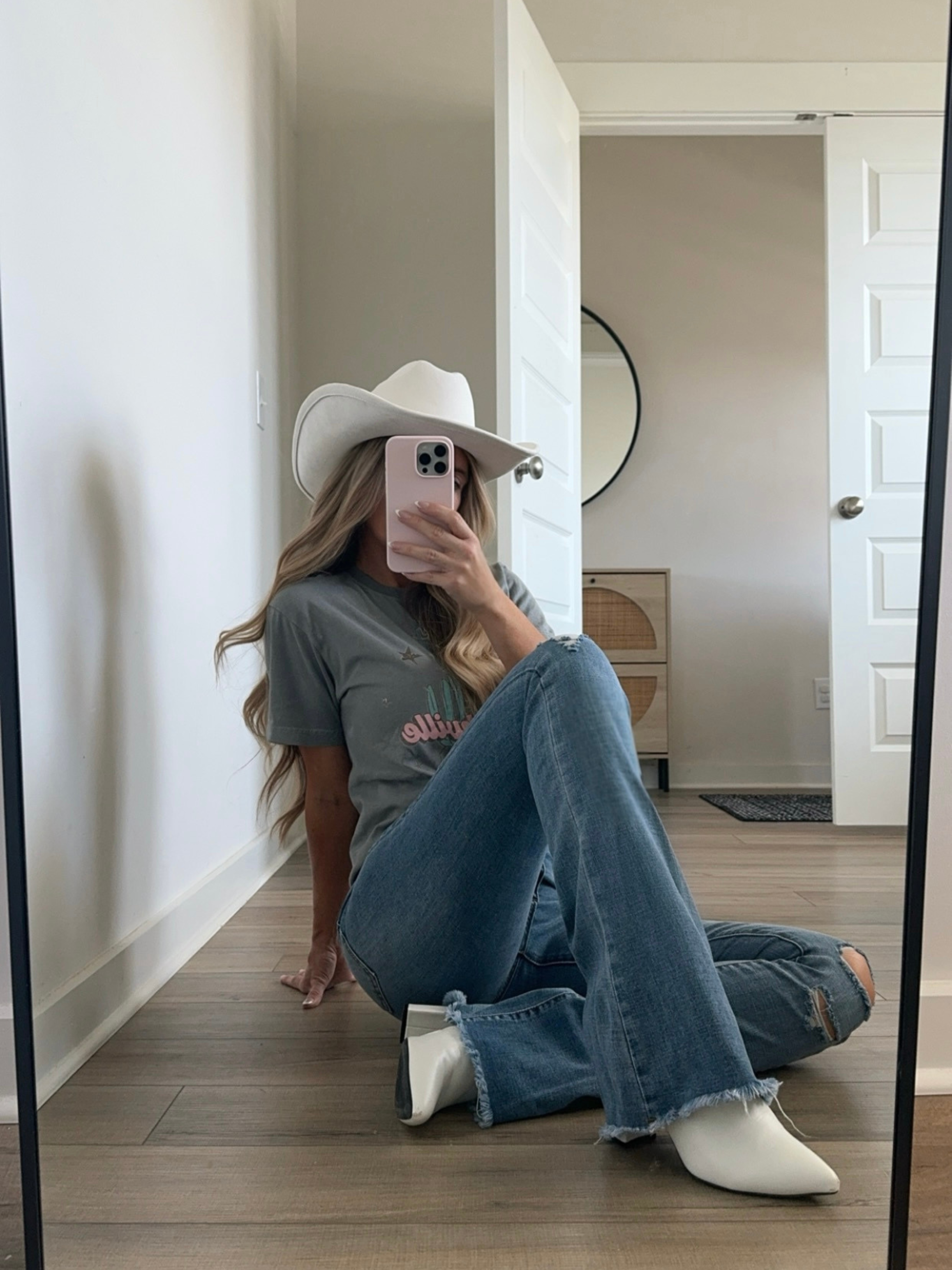 Sarah Distressed Flare Jeans – Medium Wash High Rise