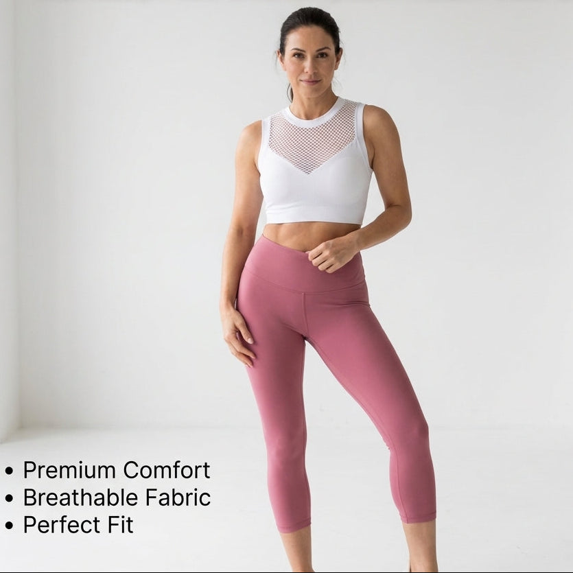 Buttery Soft Capri Activewear Leggings – High Rise, 4-Way Stretch, Lightweight Peach Skin Finish