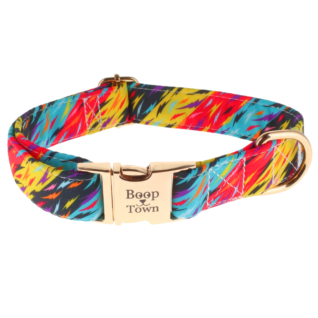 Boop Town Cotton Dog Collar – Adjustable Soft Collar with Gold Hardware