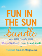 Fun in the Sun Short Bundle – Denim Shorts + Graphic Tee Outfit (1 Willow Short + 1 Graphic Tee)