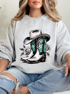 Dusty Boots Collection Grey Graphic Tee – Western Cowgirl Shirt