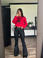 Blakely Leather High Waisted Bell Bottom Flare Jeans – Black