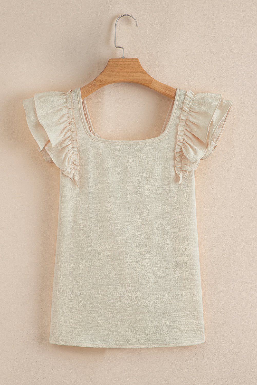 Textured Bow Knot Frilled Butterfly Sleeve Blouse