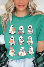 Ghost Book Nerd Graphic Tee – Funny Halloween Book Shirt