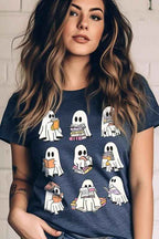 Ghost Book Nerd Graphic Tee – Funny Halloween Book Shirt
