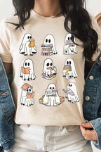 Ghost Book Nerd Graphic Tee – Funny Halloween Book Shirt