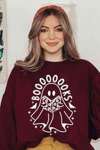 Ghost Book Lover Sweatshirt – Cute Halloween Fleece Pullover