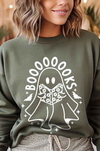 Ghost Book Lover Sweatshirt – Cute Halloween Fleece Pullover