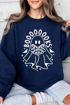 Ghost Book Lover Sweatshirt – Cute Halloween Fleece Pullover