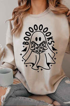 Ghost Book Lover Sweatshirt – Cute Halloween Fleece Pullover