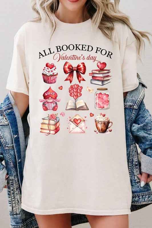 All Booked for Valentines Graphic Heavy Cotton Tee