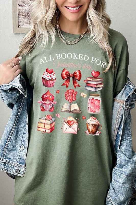 All Booked for Valentines Graphic Heavy Cotton Tee