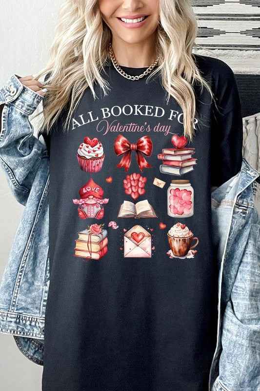 All Booked for Valentines Graphic Heavy Cotton Tee