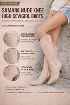 Samara Nude Knee High Cowgirl Boots – Western Heeled Boots