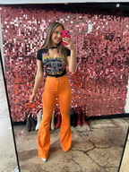 Fiona High Waisted Bell Bottom Flare Jeans – Orange Stretch Denim