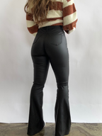 Blakely Leather High Waisted Bell Bottom Flare Jeans – Black
