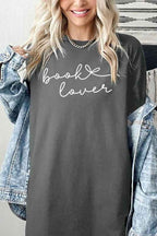 Book Lover Script Tee – Minimalist Graphic Cotton T-Shirt