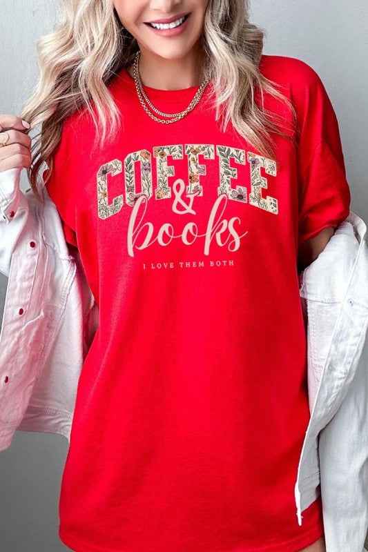 Coffee and Books Graphic Tee – Floral Book Lover TShirt
