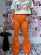 Fiona High Waisted Bell Bottom Flare Jeans – Orange Stretch Denim