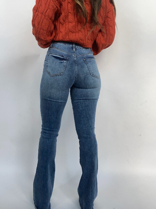 Sarah Distressed Flare Jeans Medium Wash